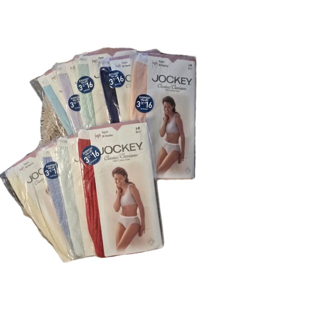 JOCKEY NEW Vtg 1998 Lot 9 Hipster Cut Cotton Panties Size 6-M SEALED 39-41"